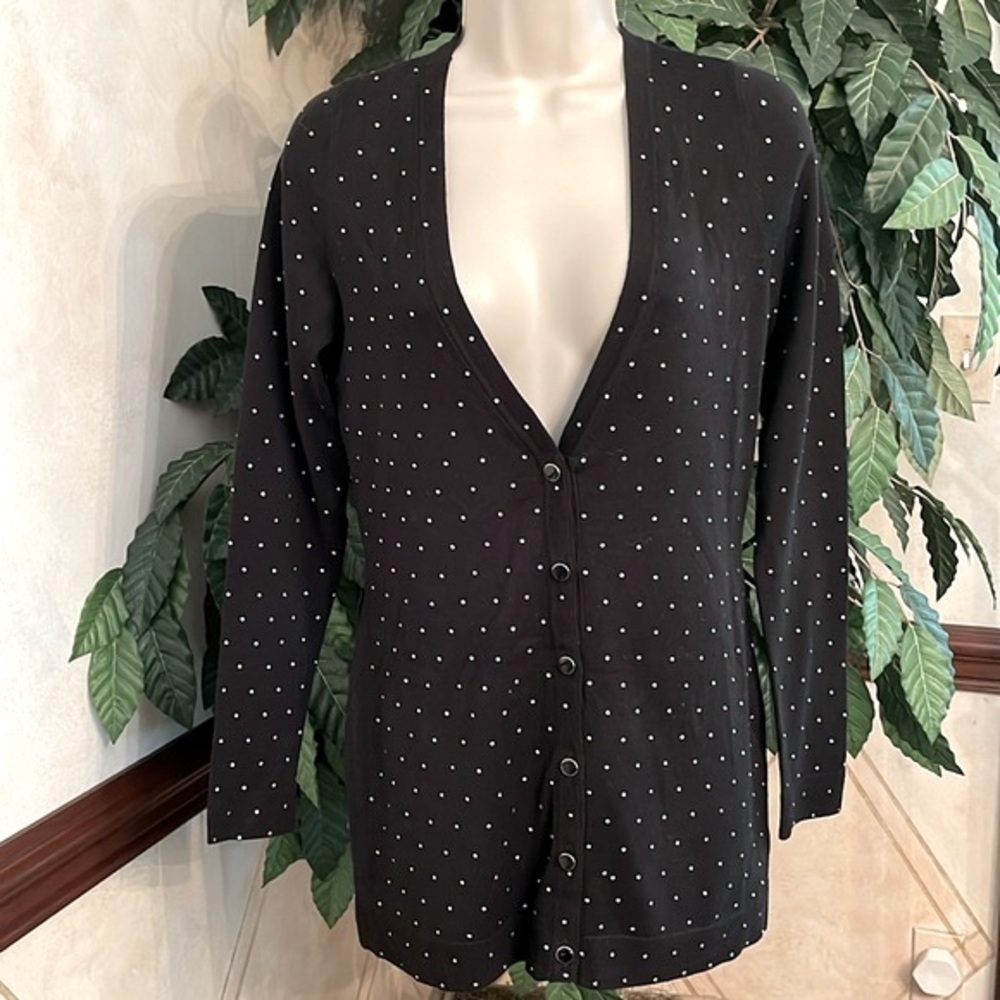WHBM BLACK RHINESTONE CARDIGAN